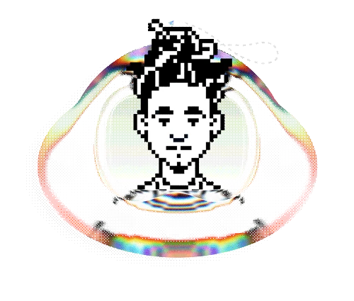 Avatar animado em pixel art de Ramon Afonso dentro de uma bolha de sabão