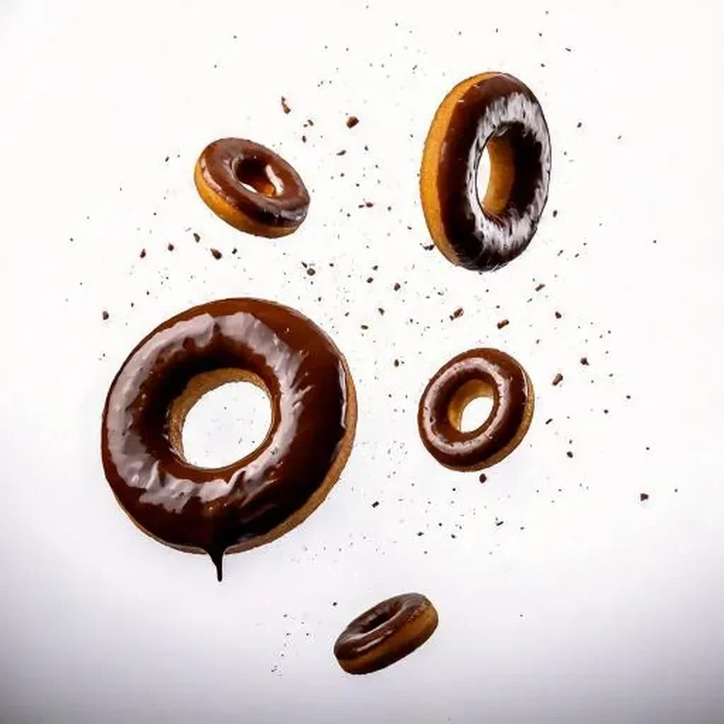 Resultado final: rosquinhas com cobertura de chocolate geradas por IA